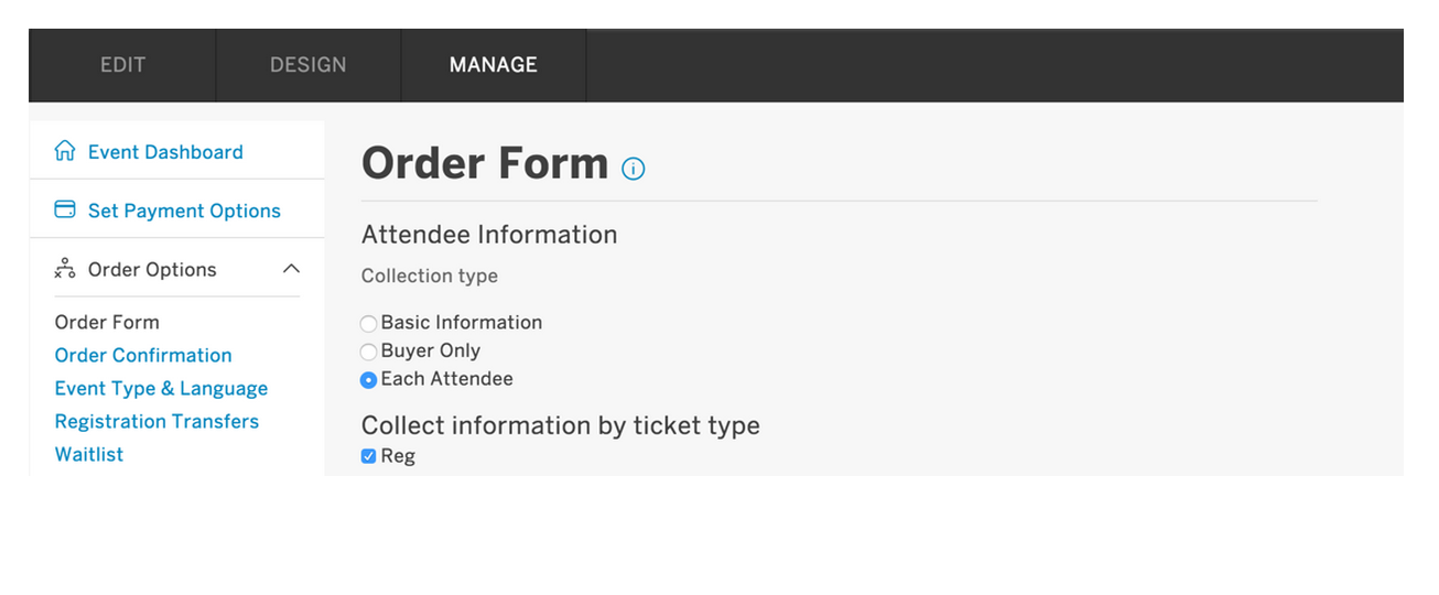 Eventbrite Order Form